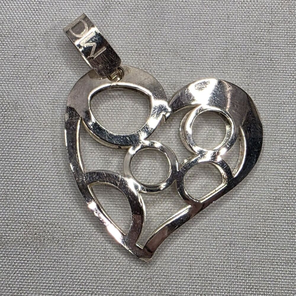 MCK MEX 925 Sterling Silver Heart Pendant Cutout Design GC79 3.84g
